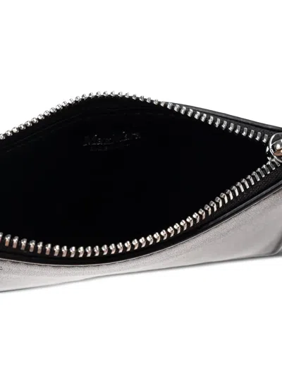 Max Mara Leather Zip Pouch In Black