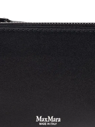 Max Mara Leather Zip Pouch In Black