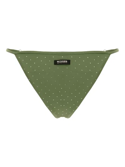 Sundek Crystal-embellished Bikini Bottoms In Green