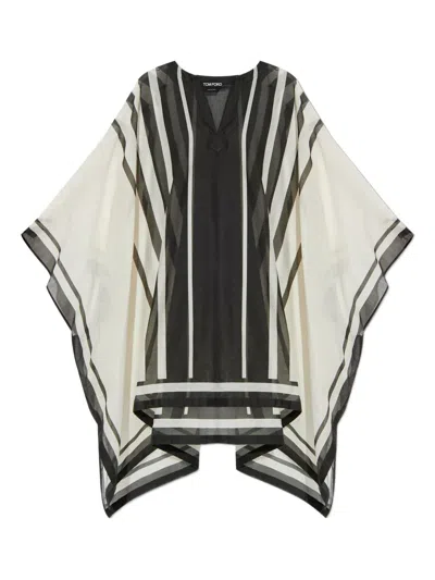 Tom Ford Striped V-neck Beach Dress In Multi