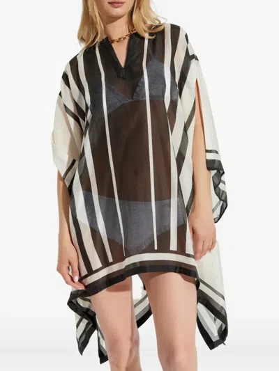 Tom Ford Striped V-neck Beach Dress In Multi