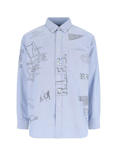 Polo Ralph Lauren Casual Shirt With Graphic Print And Chest Pocket In Blue