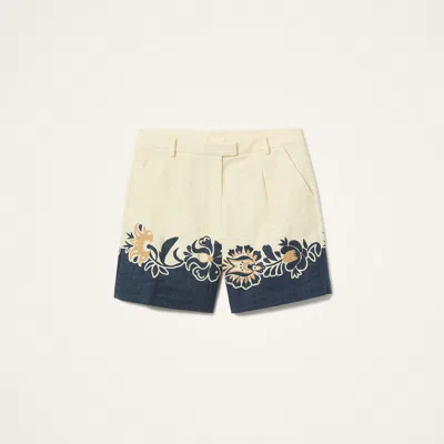La Doublej Boyfriend Printed Cotton-blend Shorts In Neutral