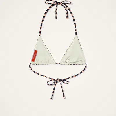 La Doublej Fish-print Triangle Bikini Top In Black