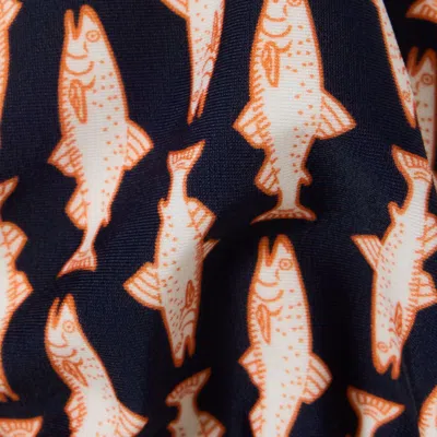 La Doublej Fish-print Triangle Bikini Top In Black