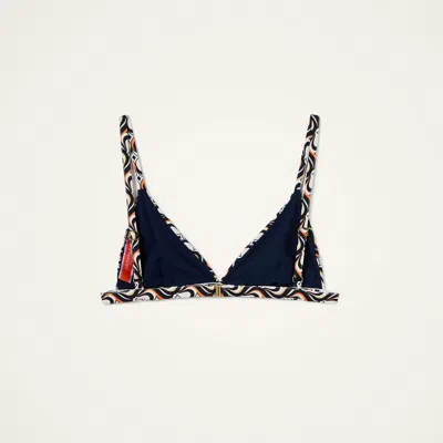 La Doublej Geometric-print Triangle Bikini Top