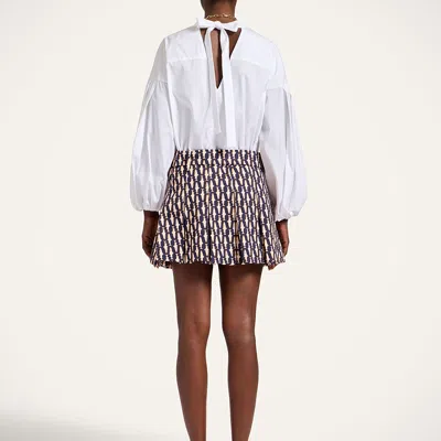 La Doublej Pleated Fish-print Skirt