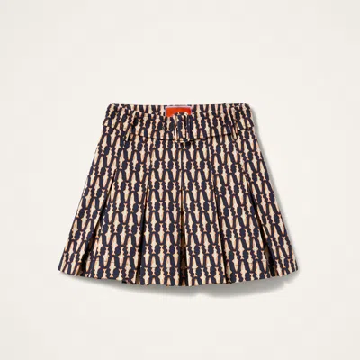 La Doublej Pleated Fish-print Skirt