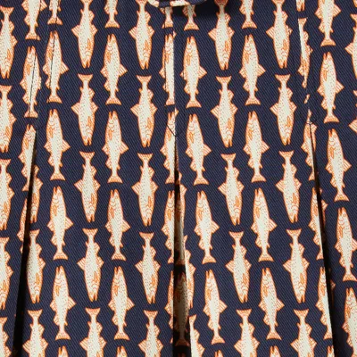 La Doublej Pleated Fish-print Skirt