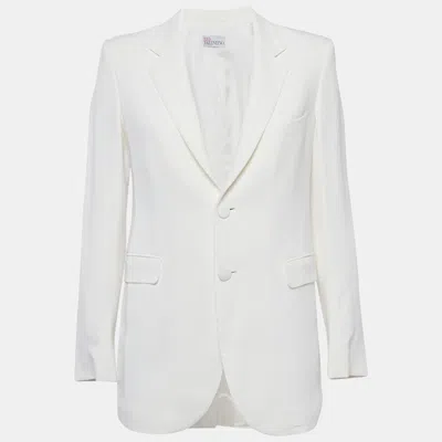 Pre-owned Red Valentino White Crepe Single Breasted Blazer M