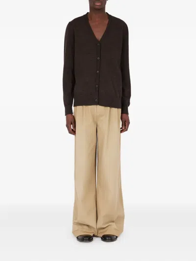 Maison Margiela Suede Patch Cardigan Sweaters And Cardigans Brown In Brown