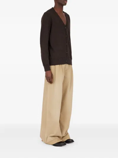 Maison Margiela Suede Patch Cardigan Sweaters And Cardigans Brown In Brown