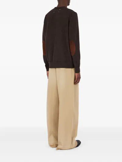Maison Margiela Suede Patch Cardigan Sweaters And Cardigans Brown In Brown