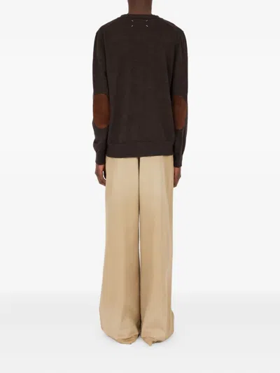 Maison Margiela Suede Patch Cardigan Sweaters And Cardigans Brown In Brown