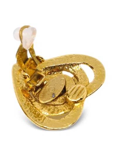 Pre-owned Chanel 1995 Heart-motif Cc Earrings