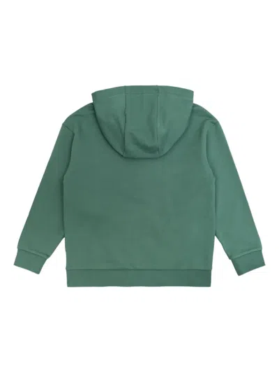 Fendi Embroidered-logo Zip-up Hoodie In Green