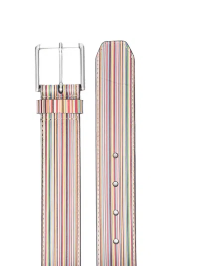 Paul Smith Striped Leather Belt In Multi