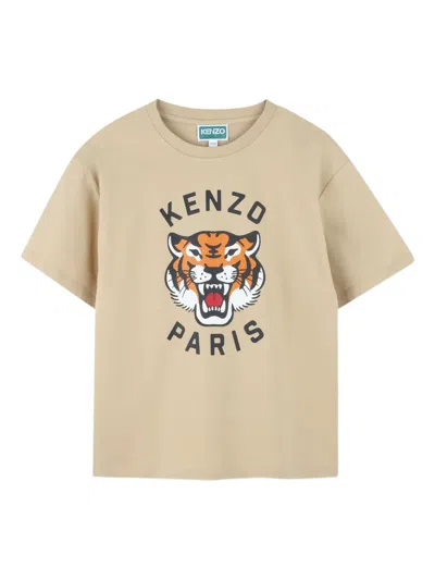 Kenzo Tiger-graphic T-shirt In Neutral