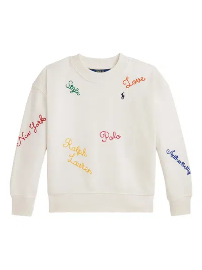 Polo Ralph Lauren Embroidered Slogan Sweatshirt In Neutral