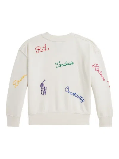 Polo Ralph Lauren Embroidered Slogan Sweatshirt In Neutral
