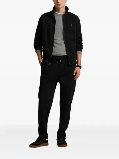 Polo Ralph Lauren Black Cardigan With High Neck And Pony Embroidery On The Front In Black