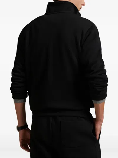 Polo Ralph Lauren Black Cardigan With High Neck And Pony Embroidery On The Front In Black