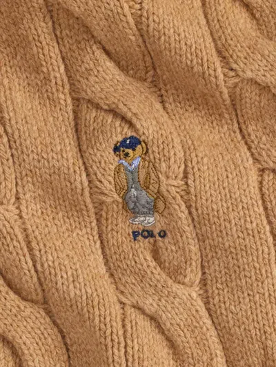 Polo Ralph Lauren Cable-knit Fringed Scarf In Brown