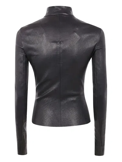 Rick Owens High-neck Zip-front Jacket In Black