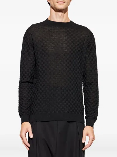 Giorgio Armani Textured Sweater In Black