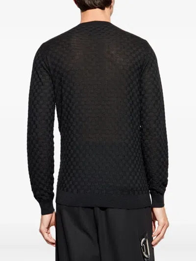 Giorgio Armani Textured Sweater In Black
