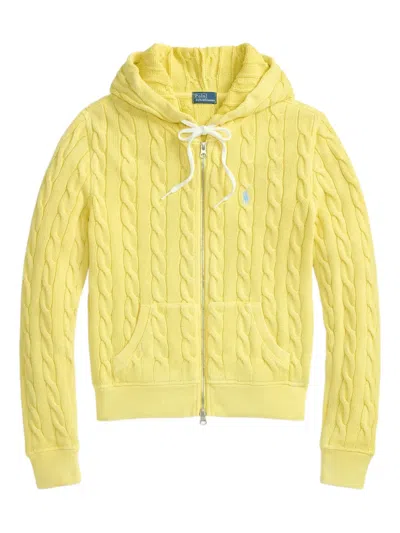 Polo Ralph Lauren Cable-knit Cotton Hoodie In Yellow
