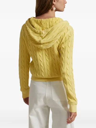 Polo Ralph Lauren Cable-knit Cotton Hoodie In Yellow