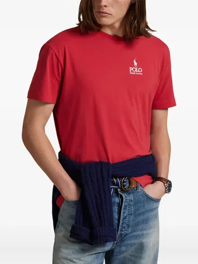 Polo Ralph Lauren Logo-embroidered T-shirt In Red