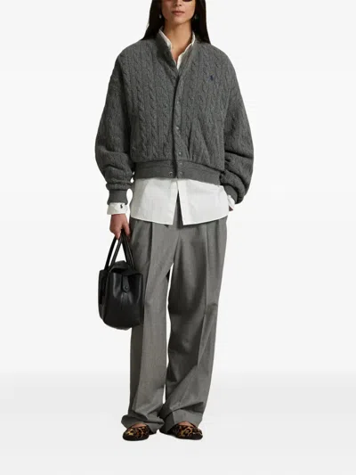 Polo Ralph Lauren Cashmere Sweater Bomber Jacket Grey In Gray