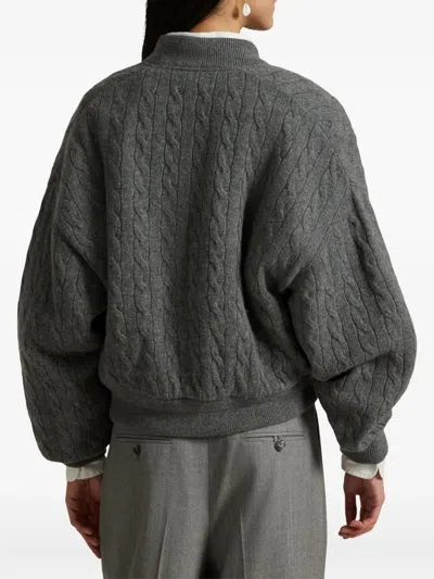 Polo Ralph Lauren Cashmere Sweater Bomber Jacket Grey In Gray