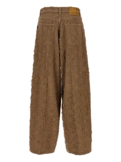 Haikure Becky Fur-effect Cotton Jeans In Brown