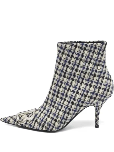 Pre-owned Balenciaga 110mm Pointed-toe Checked Boots