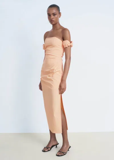 Mango Strapless Midi-dress Peach