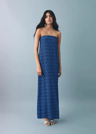 Mango Teen Print Strapless Maxi Dress