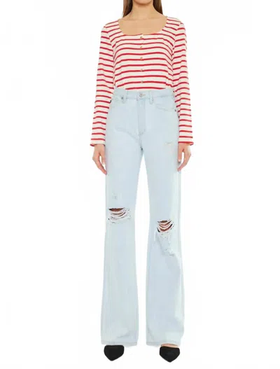 Kancan Montana Ultra High Rise 90's Flare Jeans In Light Wash In White