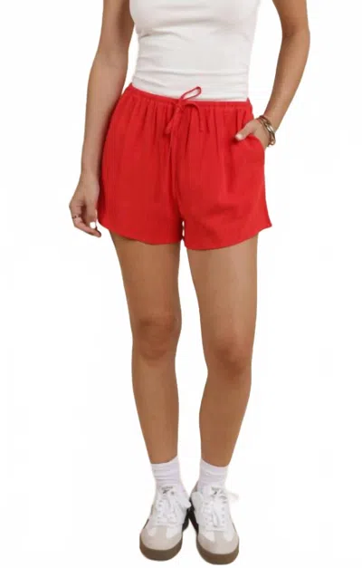 Sadie & Sage Sugarloaf Loose Button Down Shirt In Red