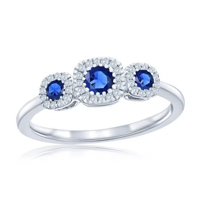 Simona Sterling Silver, Lab-grown Sapphire And Natural Diamond Ring - 0.34ct