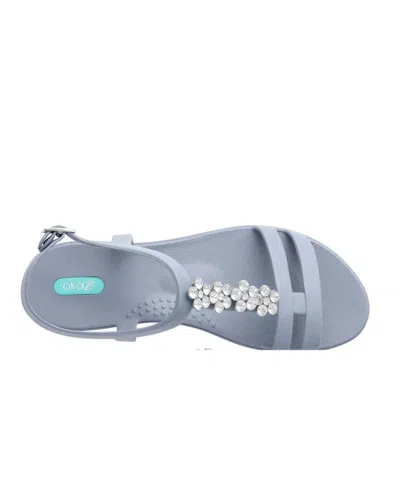 Oka-b Women's Tally Rhinestone Sandal In Pebble In Blue