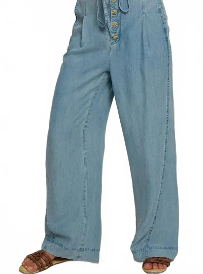 Central Park West Mid Rise Wide Leg Pants In Light Blue