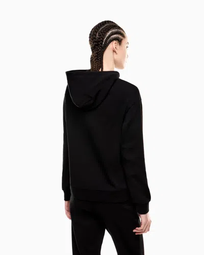 Ea7 Logo Series Organic Cotton-blend Hooded Sweatshirt With Rhinestones