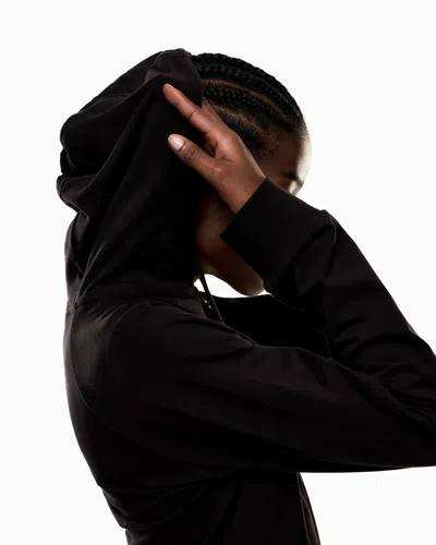 Ea7 Stretch-cotton Hooded Core Lady Sweatshirt In Black