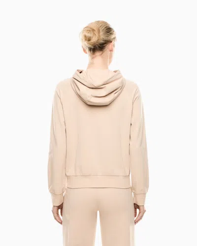 Ea7 Stretch-cotton Hooded Core Lady Sweatshirt In Neutral