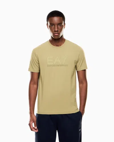 Ea7 Visibility Short-sleeved T-shirt In Cotton Stretch Jersey In Yellow