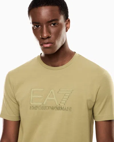 Ea7 Visibility Short-sleeved T-shirt In Cotton Stretch Jersey In Yellow