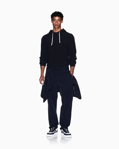 Armani Exchange Rice Stitch Hooded Sweater In Black